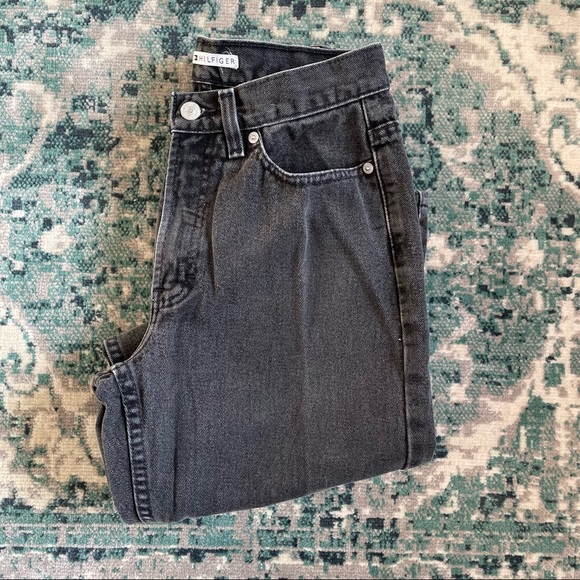 Vintage Tommy Hilfiger High Waist Faded Black Mom Jeans Size 25 Denim Retro - Picture 2 of 13